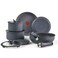 T-Fal Tfal Ingenio Essentials Cookware Set with DetachableRemovable Handle 11 Piece Granite Titanium Non Stick Oven Broiler Safe 500F Stackable Pots and Pans Set Frying Pans Dishwasher Safe Gray