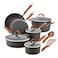 Rachael Ray Cucina Dishwasher Safe Hard Anodized Nonstick Cookware Pots and Pans Set 12 Piece Gray with Orange Handles