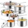 Aufranc 10Piece Pots and Pans Set Stainless Steel Cookware Set Includes Ergonomic Handle Saucepans Skillets Dutch Oven Stockpot Steamer More Premium Pots and Pans for Home Chefs