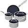 Nuwave 7pc Cookware Set Healthy Duralon Blue Ceramic Nonstick Coated Diamond Infused ScratchResistant PFAS Free Oven Safe Induction Ready Evenly Heats Tempered Glass Lids StayCool Handle