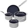 Nuwave 7pc Cookware Set Healthy Duralon Blue Ceramic Nonstick Coated Diamond Infused ScratchResistant PFAS Free Oven Safe Induction Ready Evenly Heats Tempered Glass Lids StayCool Handle