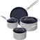 Nuwave 7pc Cookware Set Healthy Duralon Blue Ceramic Nonstick Coated Diamond Infused ScratchResistant PFAS Free Oven Safe Induction Ready Evenly Heats Tempered Glass Lids StayCool Handle