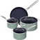 Nuwave 7pc Cookware Set Healthy Duralon Blue Ceramic Nonstick Coated Diamond Infused ScratchResistant PFAS Free Oven Safe Induction Ready Evenly Heats Tempered Glass Lids StayCool Handle