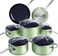 Nuwave Healthy Duralon Blue Ceramic Nonstick Cookware Set Diamond Infused ScratchResistant PFAS Free Dishwasher Oven Safe Induction Ready Evenly Heats Tempered Glass Lids StayCool Handles