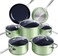 Nuwave Healthy Duralon Blue Ceramic Nonstick Cookware Set Diamond Infused ScratchResistant PFAS Free Dishwasher Oven Safe Induction Ready Evenly Heats Tempered Glass Lids StayCool Handles