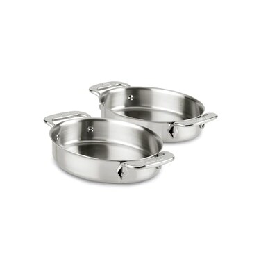 All-Clad AllClad Specialty Stainless Steel Oval Bakeware Set 2 Piece Induction Pots and Pans Silver