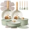 CAROTE Pots and Pans Set Nonstick Cookware Set Detachable Handle 19pcs Induction Kitchen Cookware Sets Non Stick with Removable Handle RV Cookware Set Oven Safe Sage Green