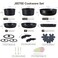 JEETEE Cookware Set 6 Essential Pots 19 Accessories Nonstick Pots and Pans with Detachable Handle for Induction Cooking RV Kitchen Space Saving PFAS Free Black