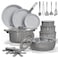 CAROTE 27pcs Ceramic Cookware Set Nonstick Pots and Pans Set Non Stick Non Toxic Cookware Detachable Handles DishwasherOven Safe RVCamping Cookware with Kitchen Utensils Gray