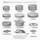 CAROTE 27pcs Ceramic Cookware Set Nonstick Pots and Pans Set Non Stick Non Toxic Cookware Detachable Handles DishwasherOven Safe RVCamping Cookware with Kitchen Utensils Gray
