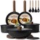 CAROTE 19pcs Pots and Pans Non Stick Cookware Sets Detachable Handle Induction Kitchen Pots and PansNonStick Cooking Set OvenDishwasherFridge Safe Space Saving