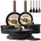 CAROTE 19pcs Pots and Pans Non Stick Cookware Sets Detachable Handle Induction Kitchen Pots and PansNonStick Cooking Set OvenDishwasherFridge Safe Space Saving
