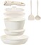 Coicur Ceramic Cookware Set Non Stick 8Pcs Pots and Pans Set Detachable Handle Induction Kitchen Cooking Set with Frying Pans Oven Dishwasher Safe PFASPFOA Free Cream White