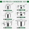 E-far Efar 10Piece Stainless Steel Cookware Set Induction Pots and Pans Set with TriPly Base Nontoxic Kitchen Cooking Set wFrying Pan Saucepan Saute Pan Stockpot with Lids Oven Dishwasher Safe