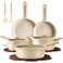 CAROTE 14Pcs Pots and Pans Set Non stick Ceramic Cookware Set Nontoxic Kitchen Cooking Set PFAS and PFOA Free