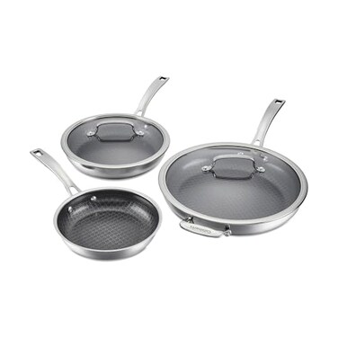 Cuisinart FusionPlus Hybrid Stainless Steel Cookware Set 5Piece Skillet Cooking Set with PFASFree PURELYSEAR CeramicT echnology Scratch Proof Cool Grip Handles Dishwasher Safe