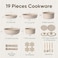 CAROTE 19pcs Pots and Pans Set Non Stick Nonstick Cookware Set Detachable Handle Induction Kitchen Cooking Sets with Removable Handle RV Kitchen Oven Safe Taupe