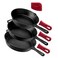 Cuisinel Cast Iron Skillet Set 8 10 12Inch PreSeasoned Frying Pans Silicone Handle Grip Covers IndoorOutdoor Oven Grill Stove BBQ Fire Induction Safe Kitchen and Camping Cookware