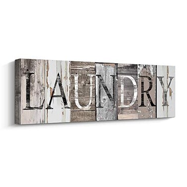 Pinetree Art Laundry Sign Room Decor Canvas Wall Art Prints for rooms with Solid Wood Inner Frame Laundry 236 x 79 inch