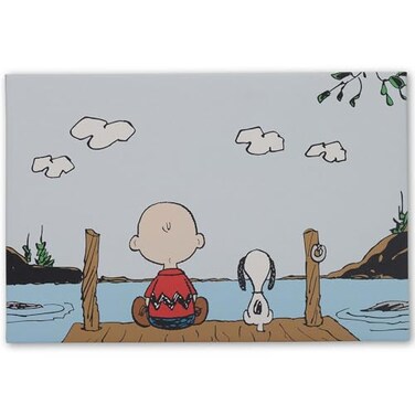 Open Road Brands Peanuts Charlie Brown and Snoopy On Dock Gallery Wrapped Canvas Wall Decor Peaceful Peanuts Wall Art for Home