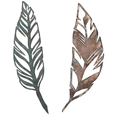 Retrome Metal Feather Wall Decor Set of 2