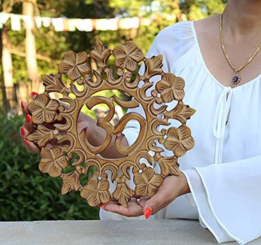 DharmaObjects Handcrafted Wooden Om Wall Decor Hanging Art OM NATURAL