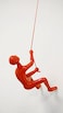 Climbing Man Wall Art for Home Decor with 30 Leather Rope Polyresin Statues and Sculptures with Hanging Hardware Included for Modern Wall Decor and Motivational Art Red