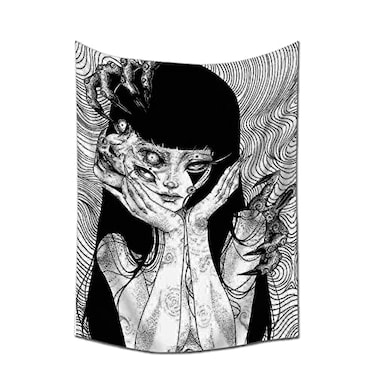 EWRITN Canvas Anime Tomie Revenge Junji Ito Tapestry Hanging Dorm Party Backdrop Decorations Home Decorations for Living Room Bedroom60 x 40 in