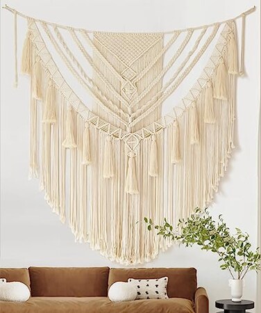 Jakalin Large Macrame Wall Hanging Handmade Art Home Decor 47 Wx 55 L Boho Wall Decor Wedding Bedroom Living Room Handmade Yarn Wall Art