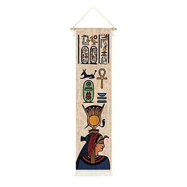 DigiTizerArt Ancient Egyptian Tapestry Wall Art Pharaoh Hieroglyphs Canvas Decor Historical Mythology Hanging Poster for Room 13 x53 Inches Style B