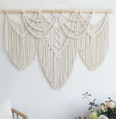 Achart Macrame Wall Hanging Large Boho Wall Decor large wall art Wall Decor Living Room Macrame Tapestry Boho Decor for Bedroom BeigeFringe