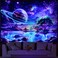 Lahasbja Blacklight Galaxy Space Tapestry UV Reactive Planet Wall Hanging Magical Trees Tapestries Cosmic Mountain Landscape Wall Decor Aesthetic Starry Night Backdrop for Bedroom