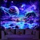 Lahasbja Blacklight Galaxy Space Tapestry UV Reactive Planet Wall Hanging Magical Trees Tapestries Cosmic Mountain Landscape Wall Decor Aesthetic Starry Night Backdrop for Bedroom