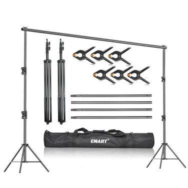 EMART Heavy Duty Background Stand 92 x 10ft Adjustable Backdrop Support System Kit with Carry Bag for Photography