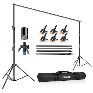 EMART 12x10ftWXH Backdrop Stand Heavy Duty Adjustable Backdrop Banner Holder Back Drop Stand for Party Photography Background Support Equipment Kit for Photo Studio Wedding Birthday Exhibitions