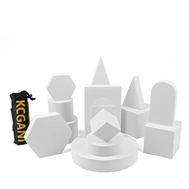 Kcgani 14pcs Photography Background Props Geometric Cube Photo Props Set Stereo Hard Foam Photo Decorative Backdrop Posing Ornaments Display Solution for Lipstick Jewelry Perfume Makeup Tools