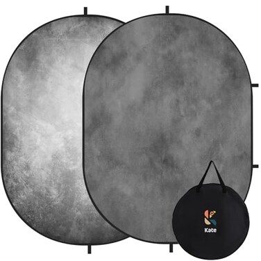 Kate Pop up Collapsible Backdrop for Photography Folded Double Side Gray Grey Collapsible Background for Photographers 5x65ft
