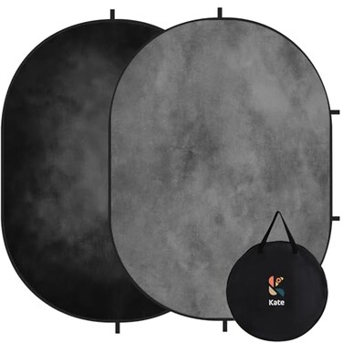Kate Collapsible Backdrop Pop up Photo Backdrops Folded Grey Black for Photography for Video for Broadcast 5x65ft