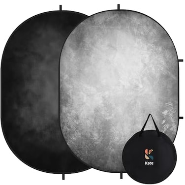 Kate 5x65ft15x2m Collapsible Backdrop Folded Microfiber Professional Grey and Black DoubleSided Pop up Collapsible Background for Photography