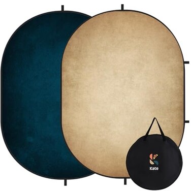 Kate 5x65ft Collapsible Backdrop Pop Up BackdropsDouble Sided Blue Screen and Beige Screen2 in 1 Collapsible and Reversible Background for Photography YouTube Videos and Live Streaming