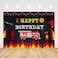 Ticuenicoa Fireman Birthday Backdrop for Boys Firefighter Happy Birthday Background with Firetruck 5x3ft Kids Party Backdrop
