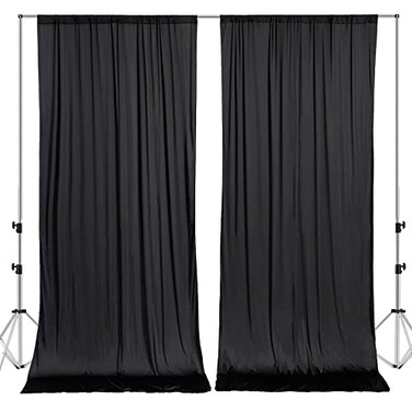 Mohoeey 10 ft x 8 ft Black Backdrop Curtains Panels Wrinkle Free Polyester Photography Backdrop DrapesWedding Party Home Decoration Supplies