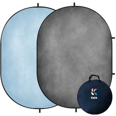 Kate 5x65ft15x2m Collapsible Backdrop Blue Pop up Backgrounds Grey Backdrops Collapsable Photography Photoshoot Prop