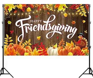 Nepnuser Happy Friendsgiving Photo Booth Backdrop Pumpkin Harvest for Fall Thanksgiving Friends Party Wall Decor 5936ft