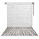 HUAYI 5X7ft White Brick Wall with Gray Wooden Floor Photography Vinyl Backdrop D2504