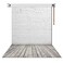 HUAYI 5X7ft White Brick Wall with Gray Wooden Floor Photography Vinyl Backdrop D2504