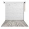 HUAYI 5X7ft White Brick Wall with Gray Wooden Floor Photography Vinyl Backdrop D2504