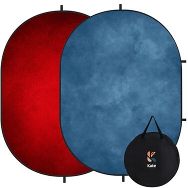 Kate Collapsible Backdrop Blue Pop Up Backdrops Red Portable Background for Portrait Photography for Video for Live Stream 5x65ft