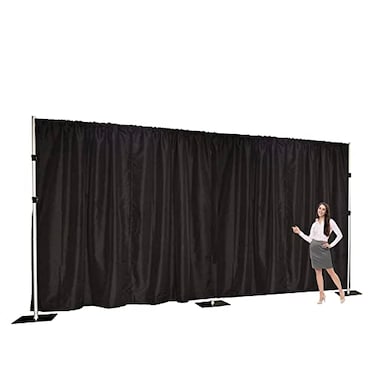 Urby Two Layers Backdrop Made with One Piece Chiffon Tulle Polyester for Professional Extra Wide Blackout Curtains Black 20 x 10 ft