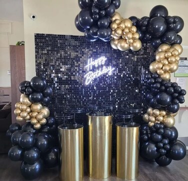 shimmerhoo Shimmer Wall Backdrop 24pcs Decorations Panel Wedding Birthday Anniversary Engagement Bridal Shower Party Decor Panel Black